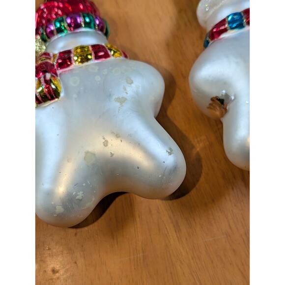 Lot Of 46 Hand Crafted Blown Glass Snowman Ornaments Christmas Winter Painted - Picture 10 of 16